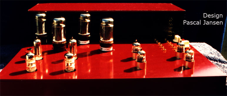 This is the image of a stereo williamson amplfier with integrated phono pre amp. The design of the chassis Pascal Jansen  in 1997. Technical realization Bert van der Kerk
